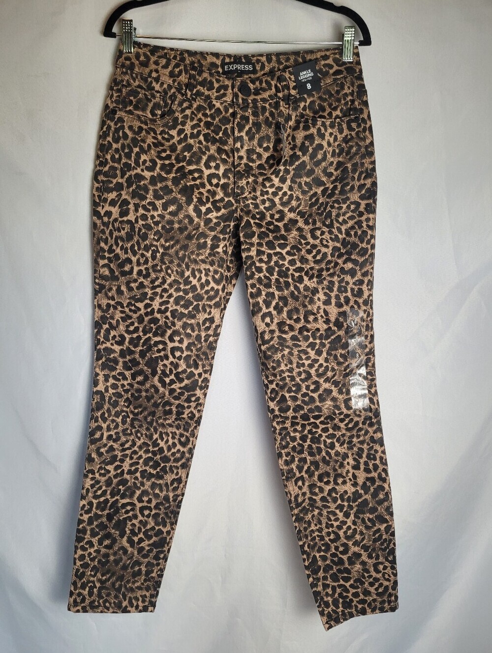 NWT Express Brown Animal Print Mobwife Highrise Ankle Legging Jeans Size 8